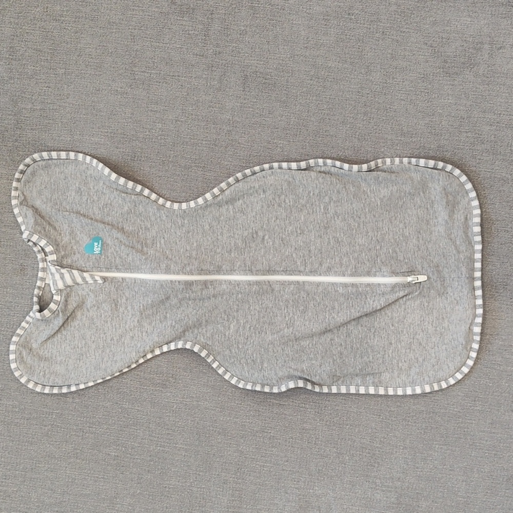 Love to Dream newborn arms up gray zipper swaddle